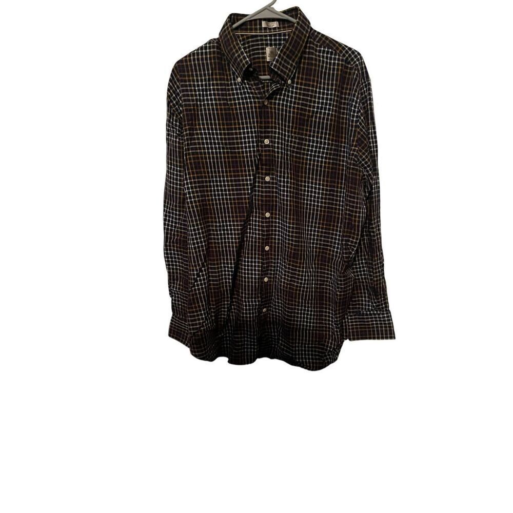 Peter Millar Mens Multi Plaid Long Sleeve Button-Down Shirt Size XL